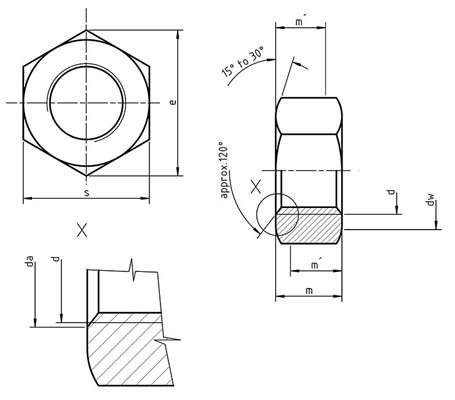 Hex Nuts UNI 5588