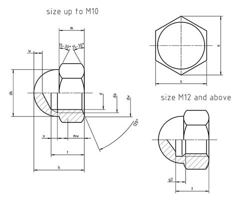 Hex Domed Cap Nuts UNI 5721